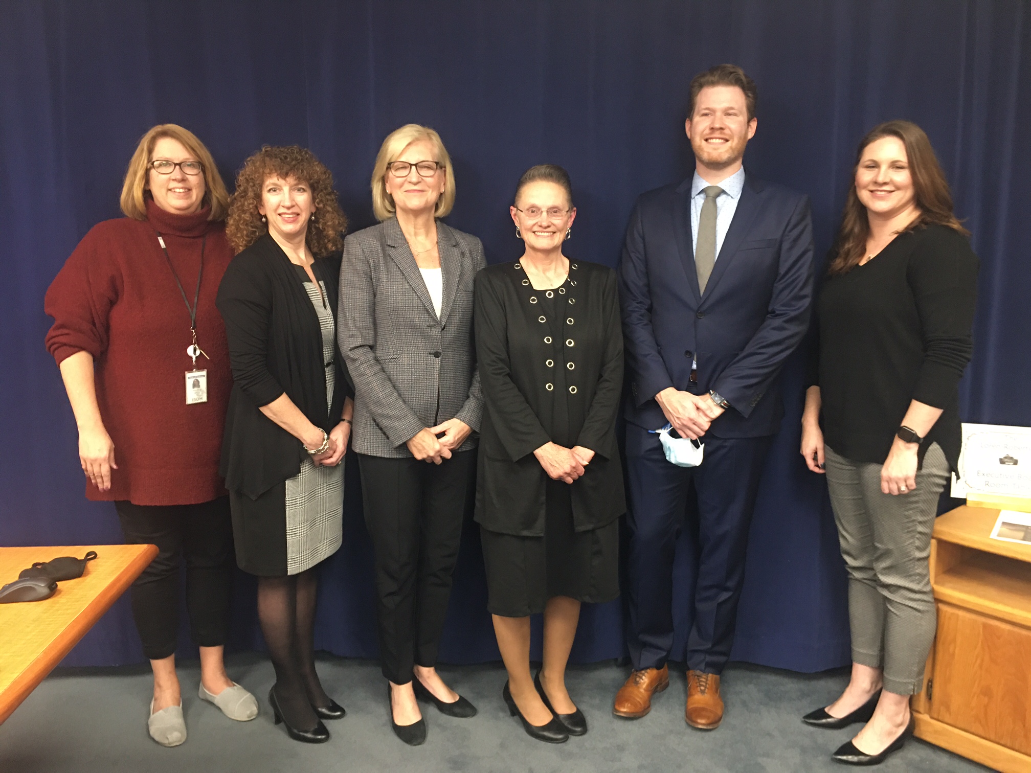 Tami Barrett poses with Indiana Department of Health personnel